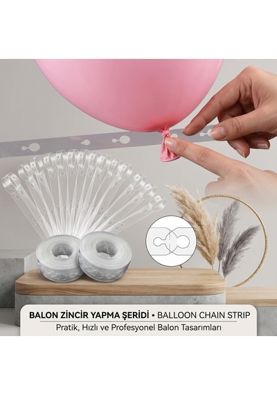 Bakgelal 5 Metre Plastik Balon Zinciri Aparatı 2li Set- Şeffaf Balon Şeridi Ve Balon Kemeri Hazırlama - 9040925677902 6+