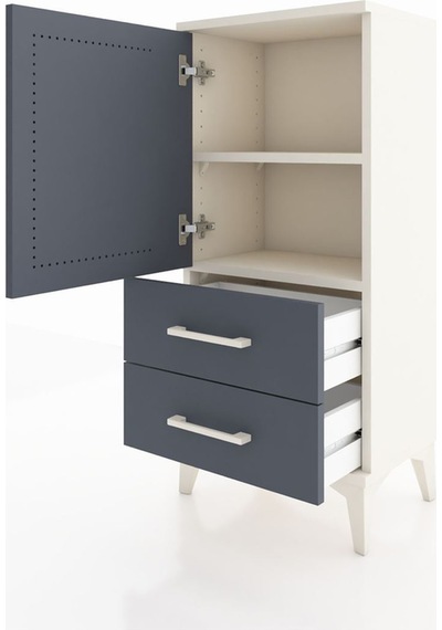 Arges Komodin 2 Raflı 2 Çekmeceli Tek Kapaklı 44x30x96 Aytaşı-antrasit Aytası