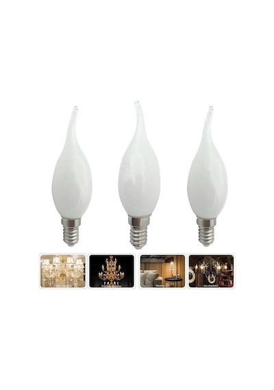3 Adet Çok Kaliteli E14 Duy 5 Watt, 6400 Kelvin Beyaz Işık Led Ampul, Avize, Şamdan Ampulü Mum Ampul