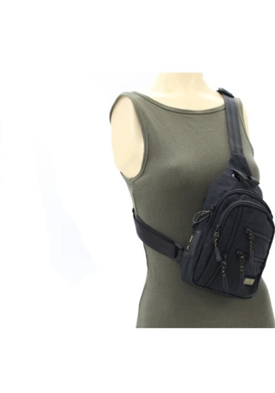 Ogdo - Kanvas Çapraz Sırt, Göğüs Çantası Ve Omuz Çantası - Body Bag - 4924 Gri