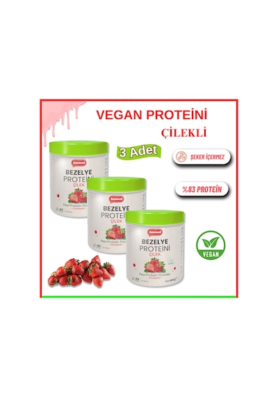 Sweetwell Çilek Aromalı Vegan Bezelye Proteini Tozu 3 x 400 G
