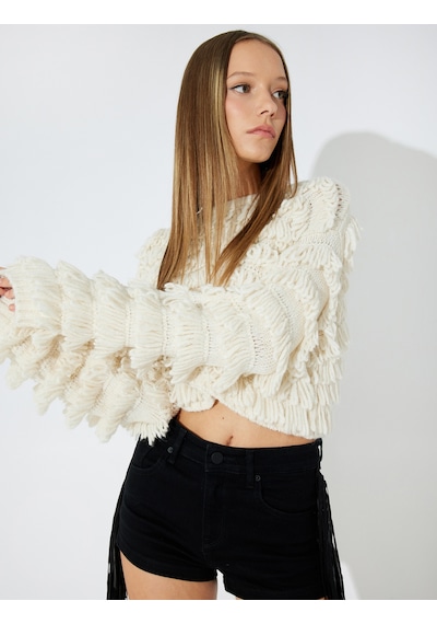 Koton Koton X Zeynep Bastık - Püsküllü Peluş Kazak Oversize Crop Uzun Kollu Yuvarlak Yaka Ekru 5wak90514ht Ekru Koton Koton X Zeynep Bastık - Püsküllü Peluş Kazak Oversize Crop Uzun Kollu Yuvarlak Yaka Ekru 5wak90514ht Ekru