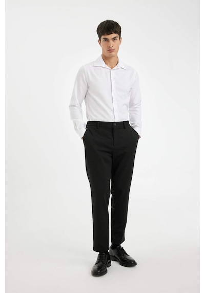 DeFacto Slim Fit Dar Kesim Oxford Basic Düz Pamuk Karışımlı Uzun Kollu Beyaz Gömlek R4340AZ24AUWT34