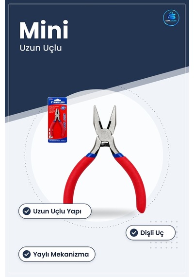 Mini Pense Kartelada Uzun Uçlu Hırdavat El Aleti Atölye Tamir Ele