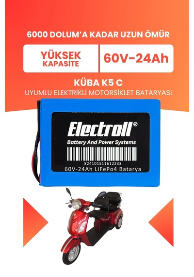 Küba K5 C Uyumlu Batarya Yüksek Kapasite Lifepo4 60v 24ah Elektrikli Motosiklet Bataryası