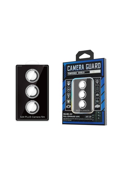 Zore Galaxy Uyumlu S24 Plus Diamond Kamera Lens Koruyucu Cam Filmi-siyah Siyah