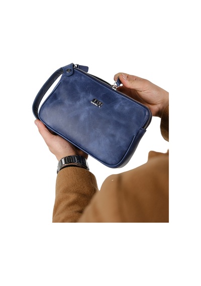 Mft Leather Hakiki Deri Unisex El Çantası Moon Bag 4381 Tiguan Lacivert