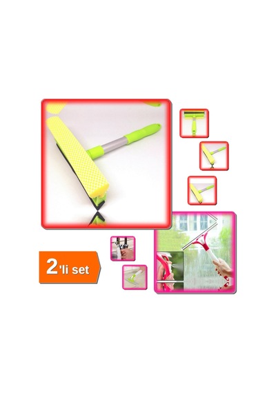 Çekçekli Pratik Cam Silme Aparatı + Su Hazneli Ve Spreyli Cam Silme Aparatı - 2li Set Def123 Tr Diğer