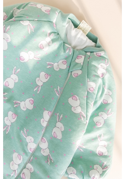 Babymod Tavşan Desenli 2,5 Tog Elyaf Dolgulu Premium Kalite 100% Pamuk Penye Astarlı Çocuk Uyku Tulumu Yeşil