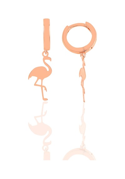 Gümüş Flamingo Küpe Gümüş