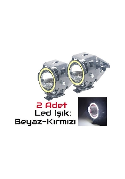 U7 MOTOSİKLET SİS FAR LED MERCEKLİ ANGEL LED (2 ADET) 3 MODLU