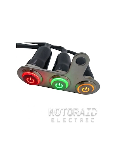 Motosiklet 3lü Gidon Anahtarı - Kırmızı/yeşil/sarı Led Işıklı Sis Farı Switch Paneli Kablolu