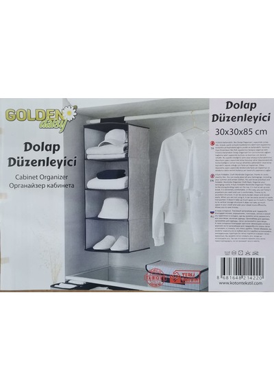 2 Adet 4 Raflı Dolap Düzenleyici 30x30x85 Cm Mavi