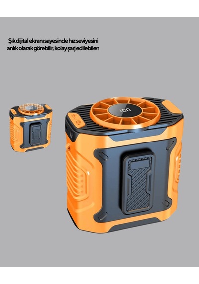 Turbo Mini Fan, 100 Kademeli Dijital Hız Kontrollü, Type-c Şarjlı