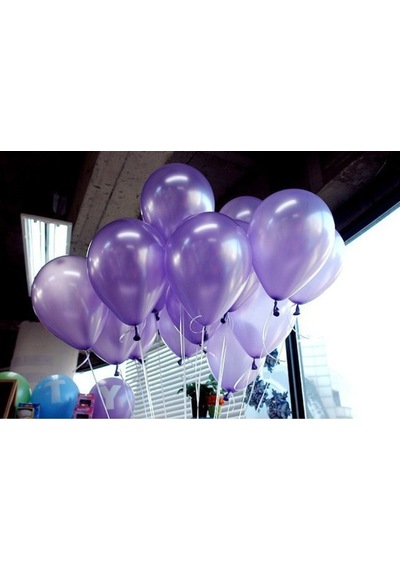 25 Adet Metalik Sedefli Parlak Mor Balon (Helyumla Uçan)