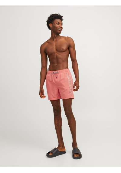 Jack & Jones Jpstfıjı Logo Erkek Hot Coral Deniz Şortu 12253118 Çok Renkli