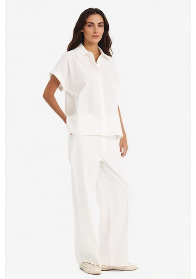 Defacto Wide Leg Cepli Yüksek Bel Gabardin Pantolon F1649ax25auer105 Ekru