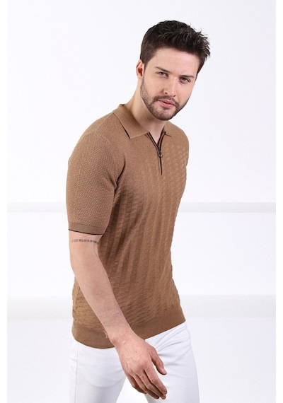 Ferraro Camel Polo Yaka Fermuarlı Erkek Pamuk Triko T-Shirt-Kahverengi (417942124) Kahverengi Ferraro Camel Polo Yaka Fermuarlı Erkek Pamuk Triko T-Shirt-Kahverengi (417942124) Kahverengi