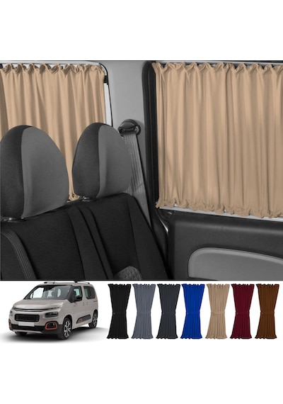 Pandami Citroen Berlingo 2.nesil 2008-2018 Uyumlu Krem Raylı Oto Perde Takımı