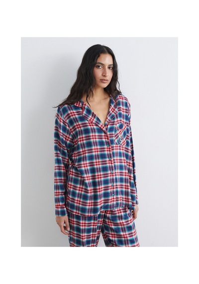 Lcw Dream Kırmızı Gömlek Yaka Ekose Kadın Pijama Takımı