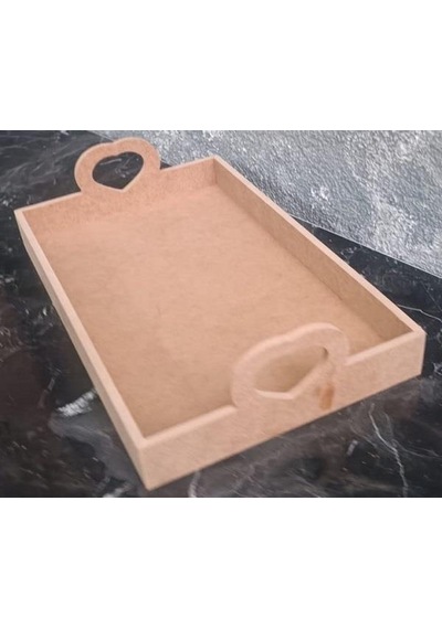 Hobi Adn 90367 Model Tepsi Kalplı Ahşap Mdf Ham El Yapım