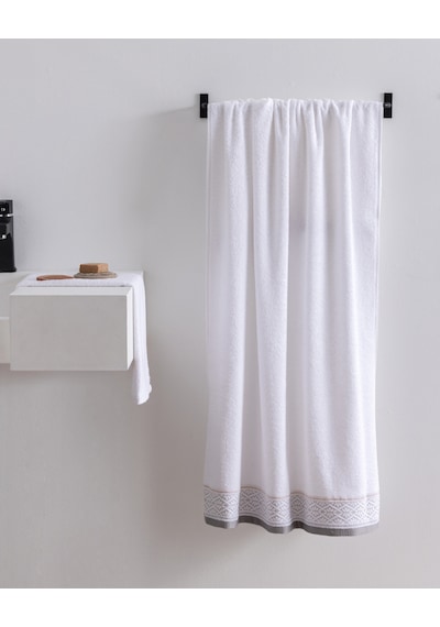 Alouette Pamuklu Banyo Havlusu - Beyaz/gri - 70x140 Cm 8684427297339 Çok Renkli