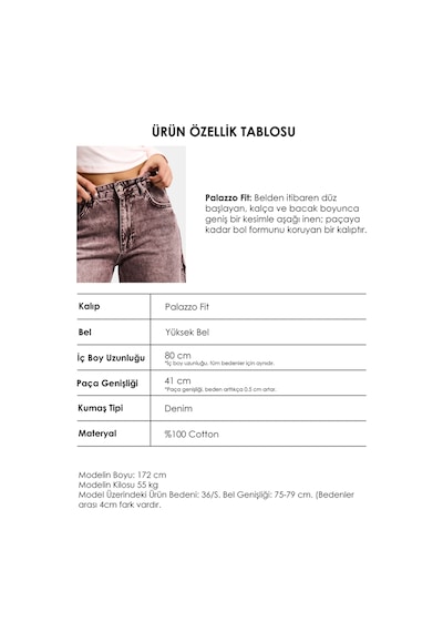 it's basic Kadın Koyu Kot Rengi 4s6-157 Süper Palazzo %100 Koton Denim Jean