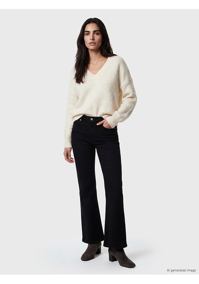 Lcw Vision Ekru V Yaka Oversize Kadın Triko Kazak