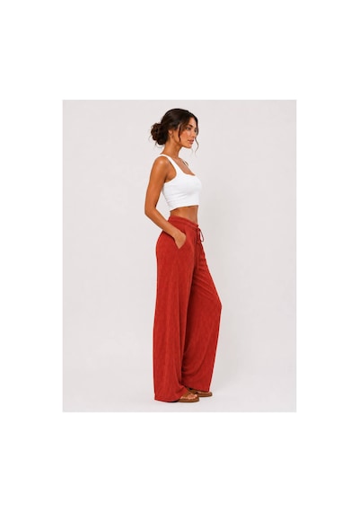 Hira Life Fashion Kadın Kumaşı Kabartma Detaylı Bol Paça Ve Önü Bağcıklı Salaş Burgu Şık Pantolon Kiremit Kiremit Hira Life Fashion Kadın Kumaşı Kabartma Detaylı Bol Paça Ve Önü Bağcıklı Salaş Burgu Şık Pantolon Kiremit Kiremit