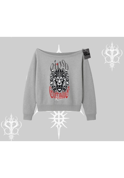 Startmore Kayık Yaka Sweatshirt Crowned Lion Rock Authority Myth Gri