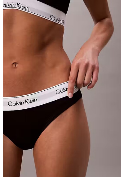 Kadın İkonik Logo Bantlı Bikini Külot - Siyah Black