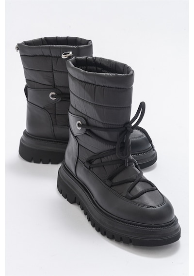 Luvishoes Weld Siyah Cilt Kadın Kar Botu Siyah