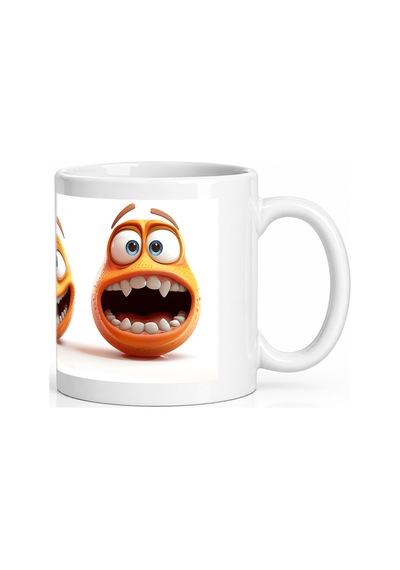 Seramik Kupa Komik Diş Gülüşü Karakterli Baskılı 300 Ml Hediyelik Beyaz
