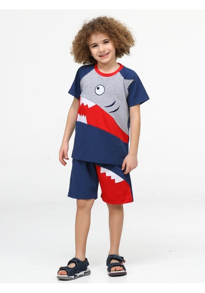 Casabony Navy Shark Erkek Çocuk Şort Takım - Lacivert