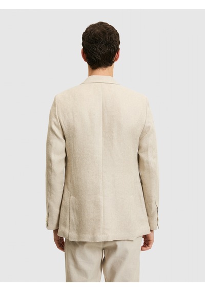 Cacharel Ekru Slim Fit İpek Keten Karışımlı Ceket Bej