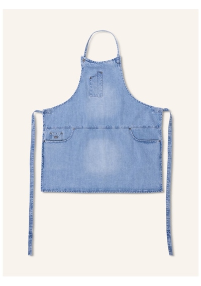 Slim Fit Denim Aşçı Önlüğü , 100% Pamuk, Ayarlanabilir, 63 73 Cm Mavi