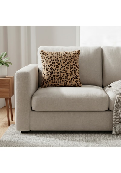 4 Lü Peluş Leopar Desenli Kırlent Kılıfı Dekoratif Ev Tekstili 45x45 Cm Leopar