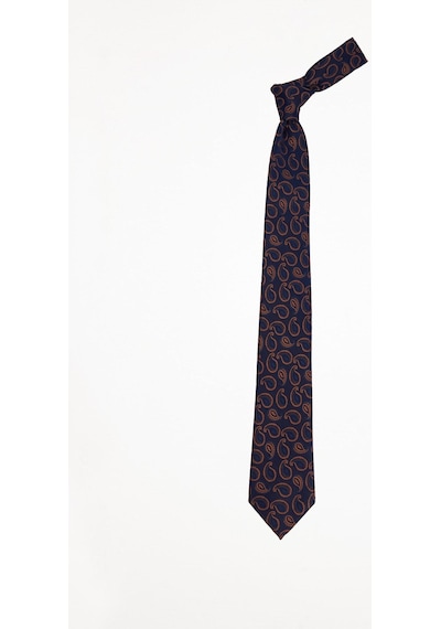 Tudors Erkek Lacivert Paisley Desenli Klasik Kravat Ve Cep Mendili Takımı-51514