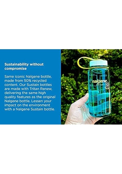 Nalgene Üniseks Yetişkin Geniş Ağızlı Sustain Şişesi, Cerulean, Çok Renkli