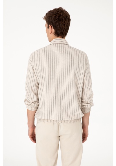 U.S. Polo Assn. Erkek Krem Fermuarlı Gömlek 50299602-VR071 U.S. Polo Assn. Erkek Krem Fermuarlı Gömlek 50299602-VR071