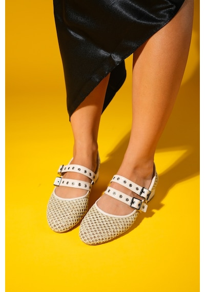 Luvishoes Luvi Shoes Lapıs Bej Hasır Kadın Kısa Topuklu Ayakkabı Bej