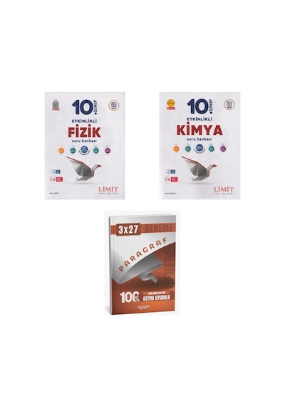 2027 Limit 10. Sınıf Etkinlikli Fizik + Kimya Soru + Anla Kazan Paragraf Deneme 3'lü Set