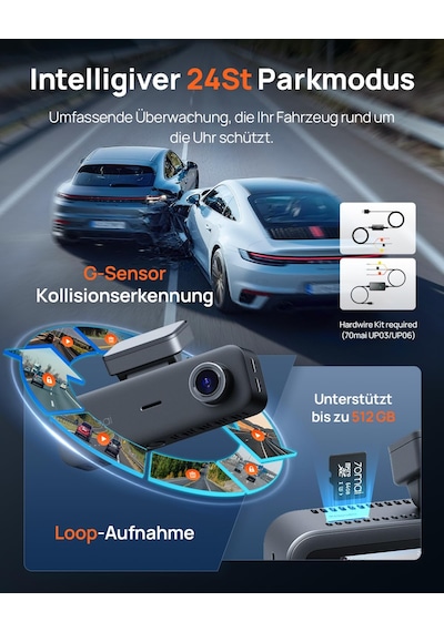 70mai T800e 4k Dashcam Araç 3 Kanallı, 4k+1080p+1080p Ön Arka İç 3 Kanallı Araç Kamerası, Hdr F1.55, Ir Gece Görüşü, 24h Park İzleme, G-sensor, Süper Kapasitör Mikro Sd Kart Dahil Değil