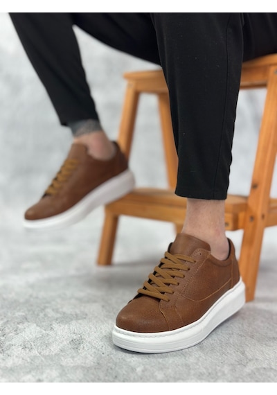 Ba0423 Boa Kalın Yüksek Taban Taba Bağcıklı Spor Erkek Ayakkabı Taba