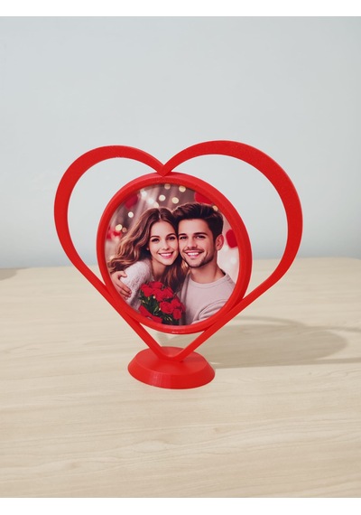 Kalp Tasarımlı Fotoğraf Çerçevesi 3d Baskı Dekoratif Masa Çerçevesi