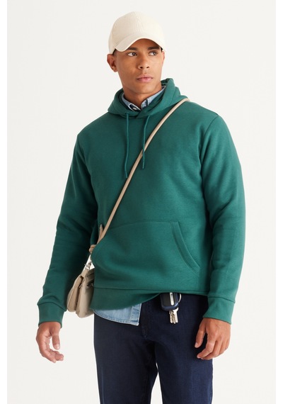 AC&Co / Altınyıldız Classics Erkek Koyu Yeşil Standart Fit Normal Kesim Kapüşonlu Kanguru Cepli Pamuklu Sweatshirt Koyu Yeşil AC&Co / Altınyıldız Classics Erkek Koyu Yeşil Standart Fit Normal Kesim Kapüşonlu Kanguru Cepli Pamuklu Sweatshirt Koyu Yeşil