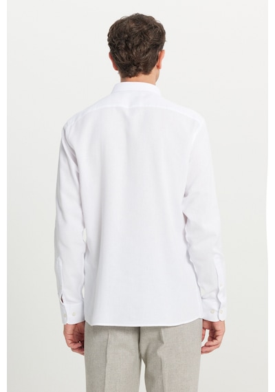 Altınyıldız Classıcs Erkek Beyaz %100 Pamuklu Slim Fit Gizli Düğmeli Yaka Armürlü Gömlek