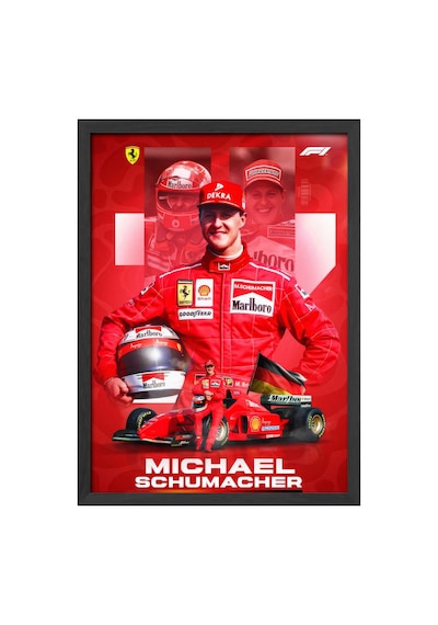 Michael Schumacher Siyah Ahşap Çerçeveli Poster, Dekoratif Formula 1 Duvar Tablosu