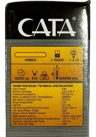 Cata Ct-4280 4w 1800k Amber E14 Duylu Rustik Led Dekoratif Ampul 4 Adet