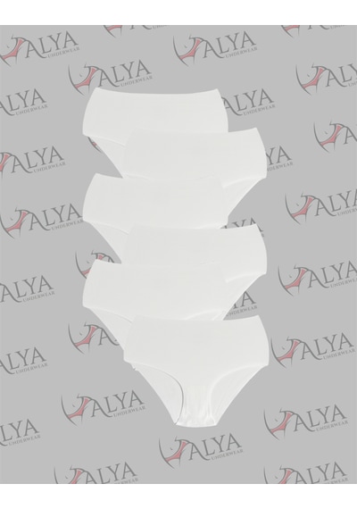 Alya Underwear Kadın Dikişsiz Külot Lazer Kesim Yüksek Bel İz Yapmayan Büyük Beden Hayalet Külot İzbırakmaz 6'lı Paket Ekru